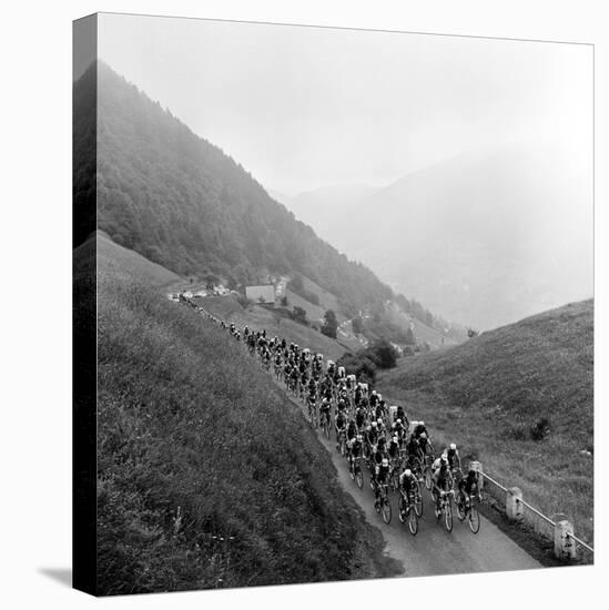 Contestants in the Grueling Tour De France are Seen on Their Way to the Mente Pass-null-Premier Image Canvas