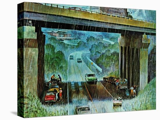"Convertibles Take Cover in Rain," September 15, 1962-John Falter-Premier Image Canvas