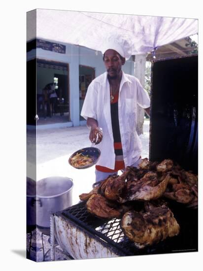 Cooking in a Jerk Hut, Jamaica, Caribbean-Greg Johnston-Premier Image Canvas