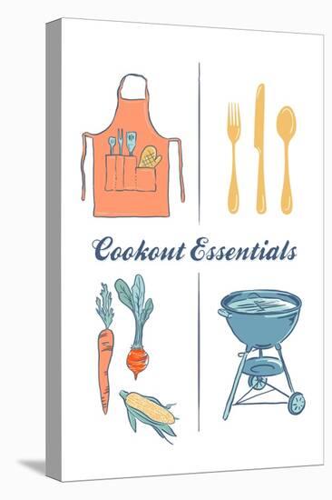 Cookout Essentials - Letterpress-Lantern Press-Stretched Canvas