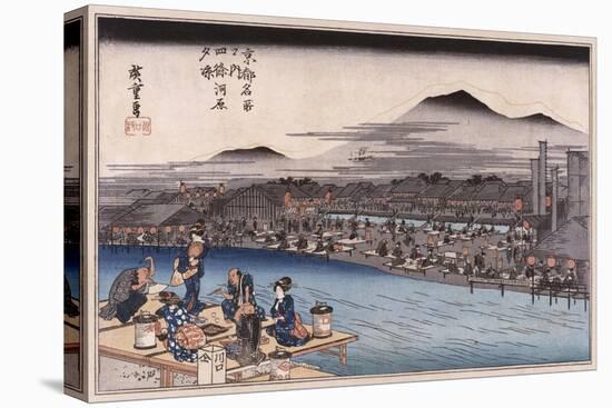 Cool of the Evening at Shijo Riverbed', from the Series 'Famous Places of Kyoto'-Utagawa Hiroshige-Premier Image Canvas