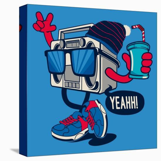 Cool Radio Character Vector Design for Tee-braingraph-Stretched Canvas