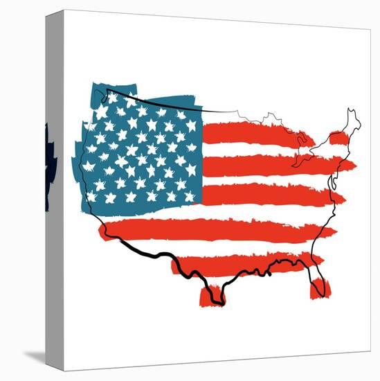 Cool USA Map with US Flag-Alisa Foytik-Stretched Canvas