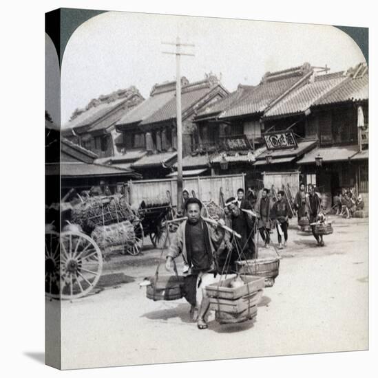 Coolies, Street Scene in Tokyo, 1896-Underwood & Underwood-Premier Image Canvas