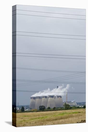 Cooling Towers and Overhead Power Lines in Rural Landscape-null-Premier Image Canvas
