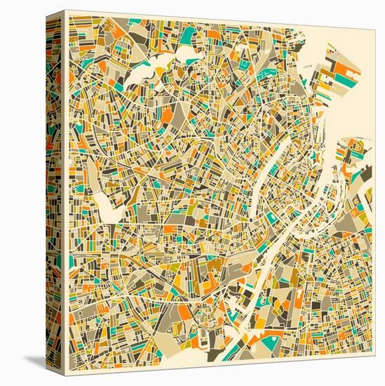 Copenhagen Map-Jazzberry Blue-Stretched Canvas