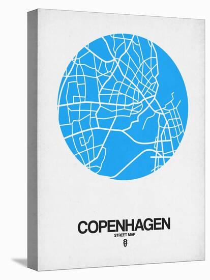 Copenhagen Street Map Blue-NaxArt-Stretched Canvas