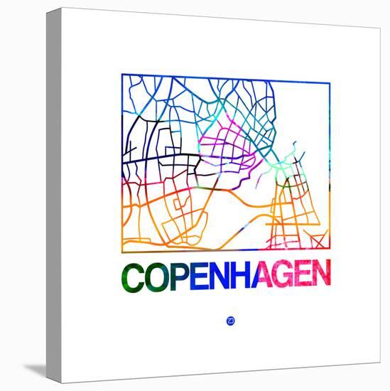 Copenhagen Watercolor Street Map-NaxArt-Stretched Canvas