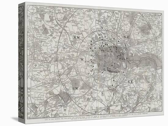 Copy of Map Showing the Toll-Gates and Principal Bars Within Six Miles of Charing-Cross-John Dower-Premier Image Canvas