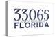 Coral Springs, Florida - 33065 Zip Code (Blue)-Lantern Press-Stretched Canvas