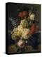 Corbeille de fleurs et grappe de raisin; dit aussi Fleurs et fruits-Jan Frans van Dael-Premier Image Canvas