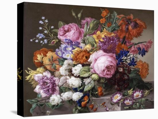 Corbeille de fleurs peintes au naturel-Joseph Nigg-Premier Image Canvas