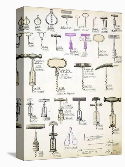 Corkscrews, from a Trade Catalogue of Domestic Goods and Fittings, circa 1890-1910-null-Premier Image Canvas