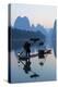 Cormorant Fisherman on Li River at Dawn, Xingping, Yangshuo, Guangxi, China-Ian Trower-Premier Image Canvas