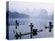 Cormorant Fishermen, Li River, Yangshou, Guilin, Guangxi Province, China-Steve Vidler-Premier Image Canvas