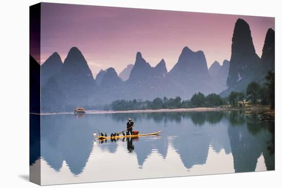 Cormorant Fishing at Dusk, Li River, Guangxi, China-Walter Bibikow-Premier Image Canvas