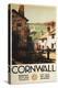 Cornwall, England - Street Scene with Two Men Working Railway Poster-Lantern Press-Stretched Canvas