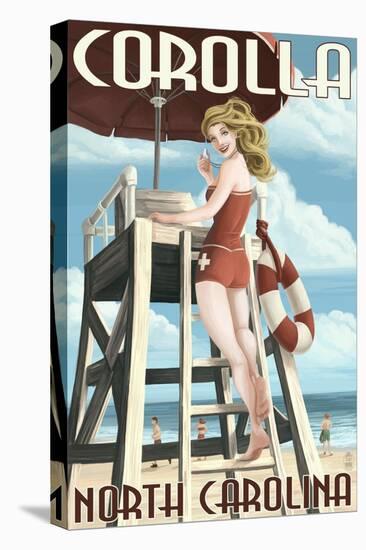 Corolla, North Carolina - Pinup Girl Lifeguard-Lantern Press-Stretched Canvas