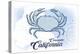 Coronado, California - Crab - Blue - Coastal Icon-Lantern Press-Stretched Canvas