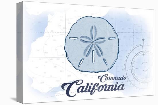 Coronado, California - Sand Dollar - Blue - Coastal Icon-Lantern Press-Stretched Canvas