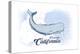 Coronado, California - Whale - Blue - Coastal Icon-Lantern Press-Stretched Canvas