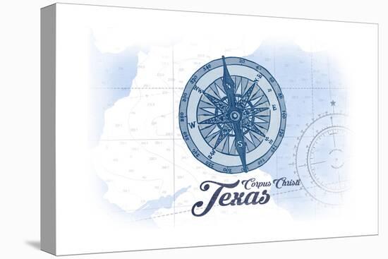 Corpus Christi, Texas - Compass - Blue - Coastal Icon-Lantern Press-Stretched Canvas