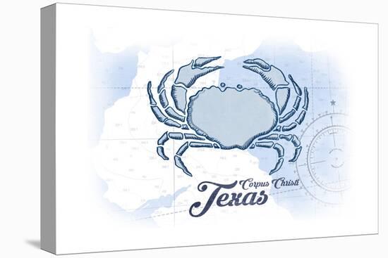 Corpus Christi, Texas - Crab - Blue - Coastal Icon-Lantern Press-Stretched Canvas