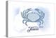 Corpus Christi, Texas - Crab - Blue - Coastal Icon-Lantern Press-Stretched Canvas