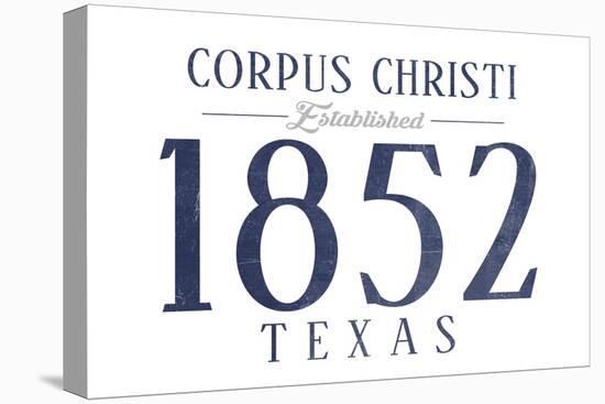 Corpus Christi, Texas - Established Date (Blue)-Lantern Press-Stretched Canvas