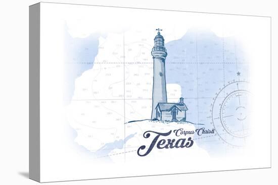 Corpus Christi, Texas - Lighthouse - Blue - Coastal Icon-Lantern Press-Stretched Canvas