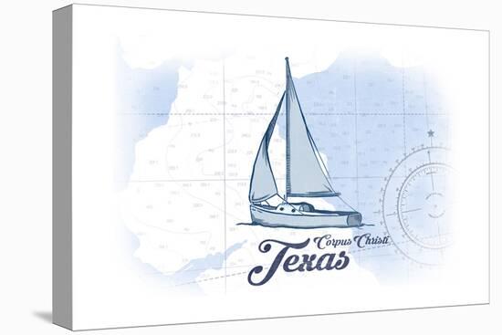 Corpus Christi, Texas - Sailboat - Blue - Coastal Icon-Lantern Press-Stretched Canvas