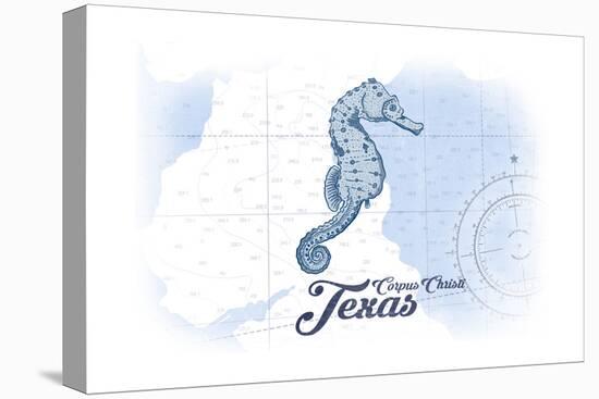 Corpus Christi, Texas - Seahorse - Blue - Coastal Icon-Lantern Press-Stretched Canvas