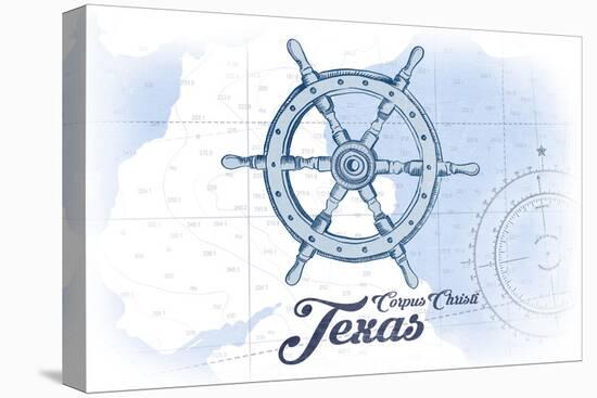 Corpus Christi, Texas - Ship Wheel - Blue - Coastal Icon-Lantern Press-Stretched Canvas