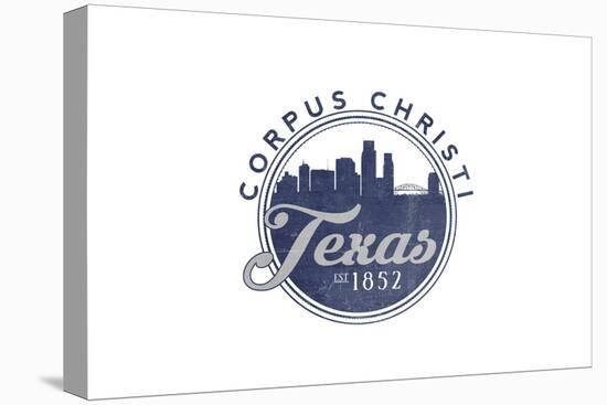 Corpus Christi, Texas - Skyline Seal (Blue)-Lantern Press-Stretched Canvas