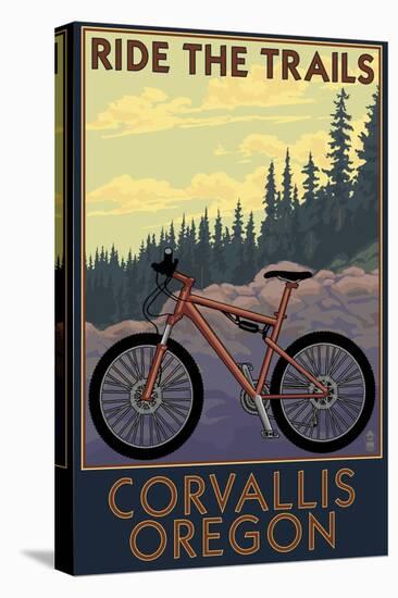 Corvallis, Oregon - Bicycle Ride the Trails-Lantern Press-Stretched Canvas