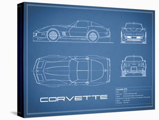 Corvette C3-Blue-Mark Rogan-Stretched Canvas
