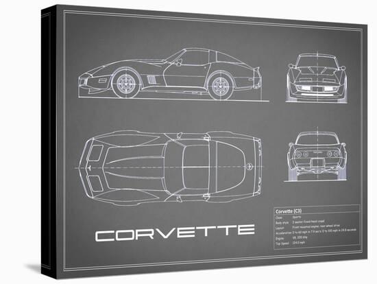 Corvette C3-Grey-Mark Rogan-Stretched Canvas
