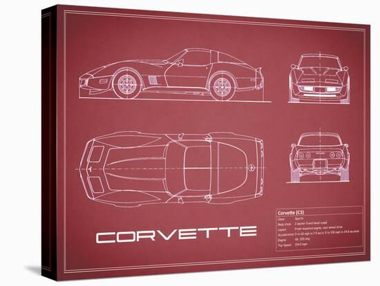 Corvette C3-Maroon-Mark Rogan-Stretched Canvas