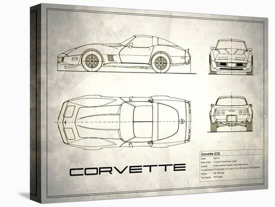 Corvette C3 White-Mark Rogan-Stretched Canvas