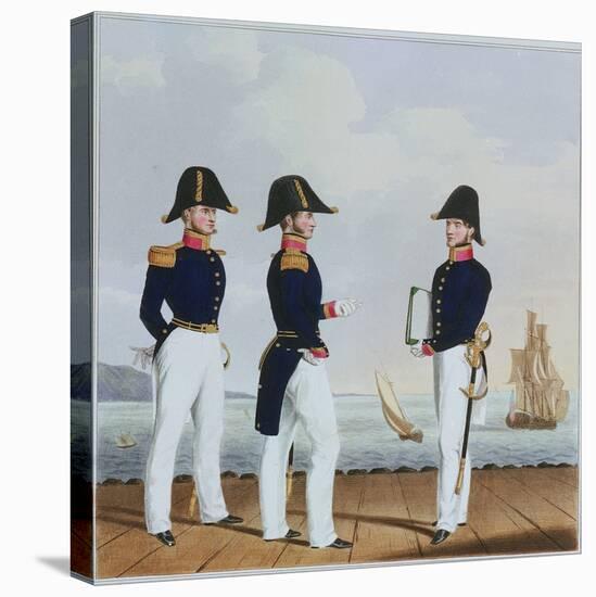 Costume of the Royal Navy & Marines. Pursers & Captain's Clerk, 19Th Century (Coloured Lithograph)-L and Eschauzier St Mansion-Premier Image Canvas