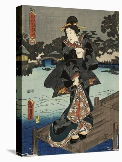 Costumes in Five Different Colors - Black (Kuro)-Utagawa Kunisada (Toyokuni III)-Stretched Canvas