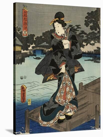 Costumes in Five Different Colors - Black (Kuro)-Utagawa Kunisada (Toyokuni III)-Stretched Canvas