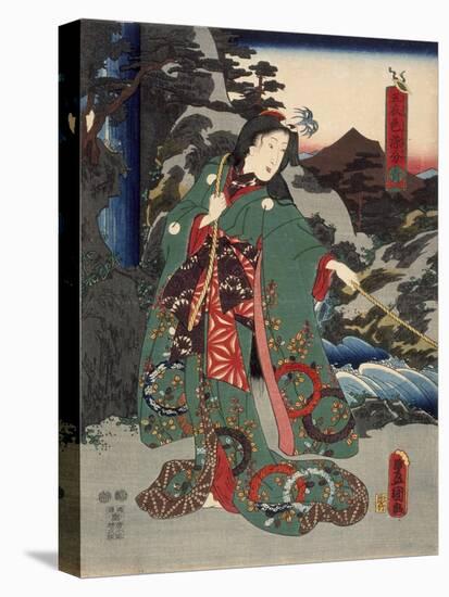 Costumes in Five Different Colors - Green (Ao)-Utagawa Kunisada (Toyokuni III)-Stretched Canvas