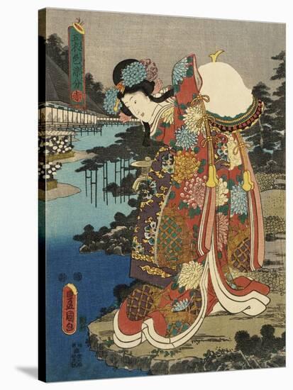 Costumes in Five Different Colors - Red (Aka)-Utagawa Kunisada (Toyokuni III)-Stretched Canvas
