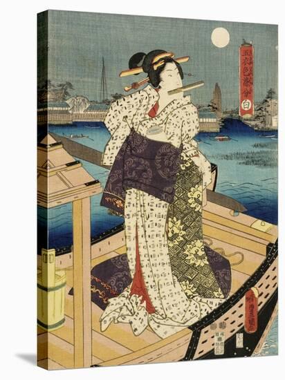 Costumes in Five Different Colors - White (Shiro)-Utagawa Kunisada (Toyokuni III)-Stretched Canvas