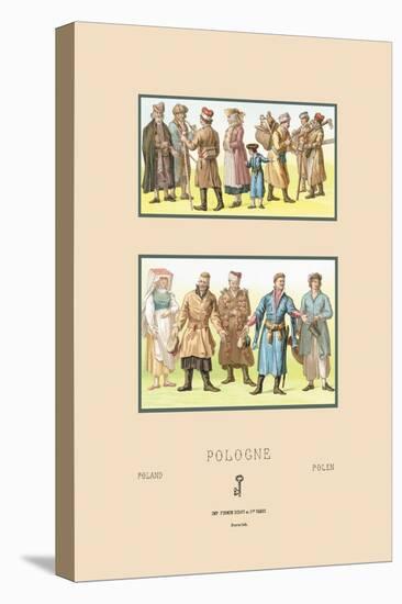 Costumes of Polish Commonfolk, Nineteenth Century-Racinet-Stretched Canvas