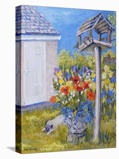 Cottage Garden with Birdhouse and Pug, 2011-Joan Thewsey-Premier Image Canvas