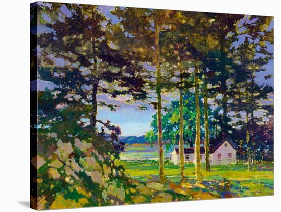 Cottage on Lake Muskoka at Sunset-James Hill-Stretched Canvas