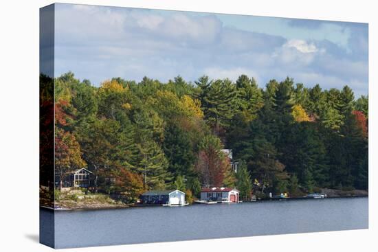 Cottages and boathouses at lakeside, Lake Muskoka, Ontario, Canada-Panoramic Images-Premier Image Canvas