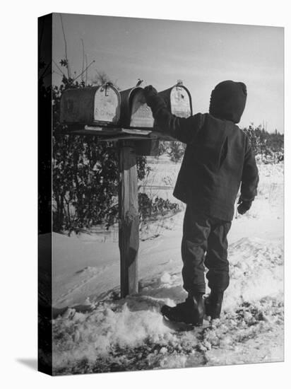 Country Boy Opening His Mailbox-Wallace Kirkland-Premier Image Canvas